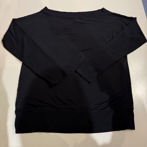 Athleta Wide Neck Black Sweater Long Sleeve Shirt - Picture 1 of 3